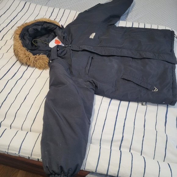 FIRST DOWN Black Goose Down Hooded Nylon Artic Parka JACKET - Picture 4 of 11